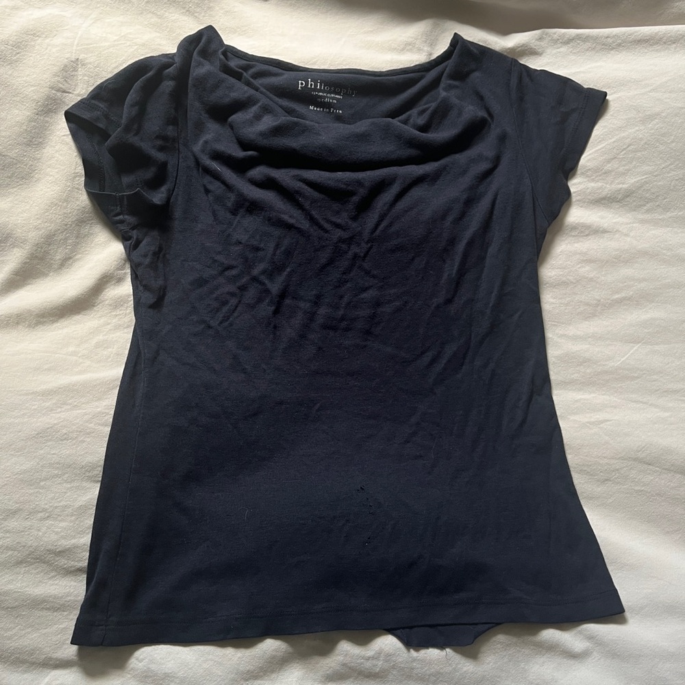Philosophy Navy Blue Slouch-neck T-Shirt